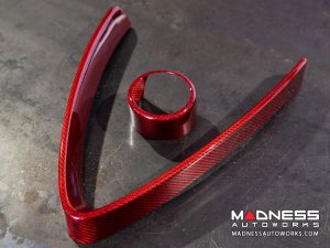 Alfa Romeo Stelvio Front V Shield Grill Frame + Emblem Frame Kit - Carbon Fiber - Red Candy